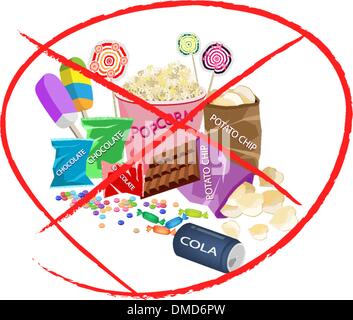 On Eat Sweet Drinks and Sweet Snack Stock Vector