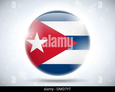 Cuba Flag Glossy Button Stock Vector