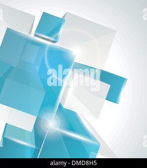 Abstract 3d blue and white rectangles motion with lighting effect ...