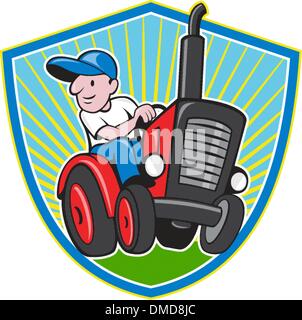 Farmer Driving Vintage Tractor Cartoon Stock Vector Image & Art - Alamy