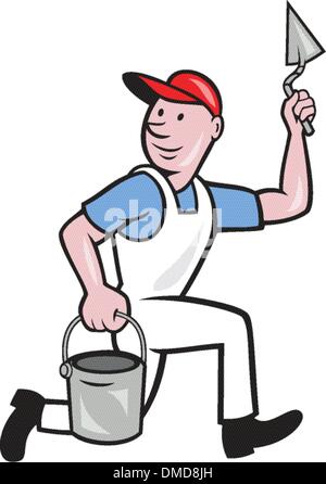 Plaster Masonry Worker Cartoon Stock Vector
