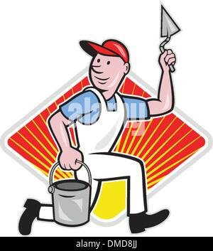Plaster Masonry Worker Cartoon Stock Vector