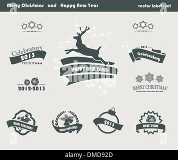 Set of Retro Christmas Labels Stock Vector