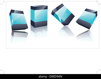 Glass box. Glowing transparent boxes decent vector realistic templates ...