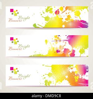 Set of three banners, abstract headers with bright blots Stock Vector