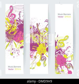 Music notes banner design, vector illustration Stock Vector