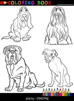 Cartoon purebred Dogs Coloring Page Stock Vector