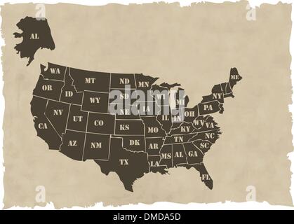 the vector retro usa map Stock Vector