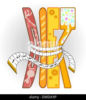 diet with measuring tape Stock Vector