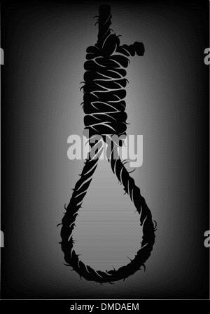 old rope with hangman's noose Stock Vector