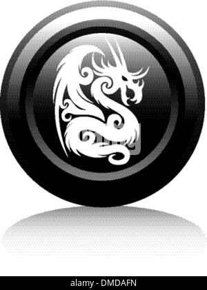 web icon with white dragon Stock Vector