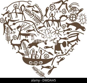shamanic heart Stock Vector