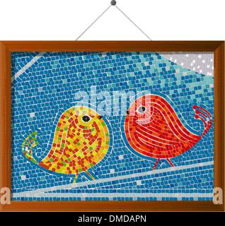 Mosaic tile birds Stock Vector
