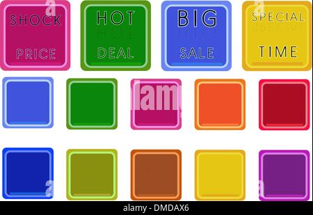 Colorful Illustration Set of Shiny Square Labels Stock Vector