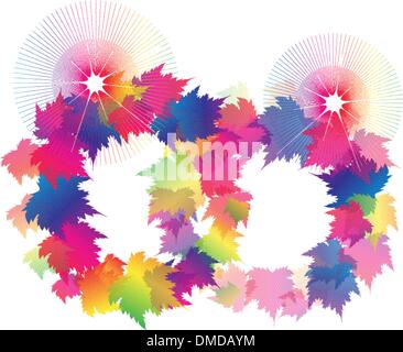 Two Wedding Rings From Colorful Maple Leaves Stock Vector