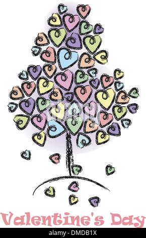 Valentines Day background with tree-love Stock Vector