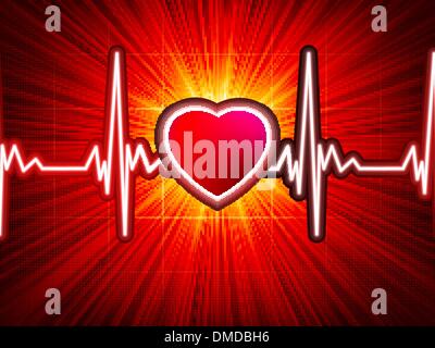 Heart beating monitor with burst. EPS 10 Stock Vector