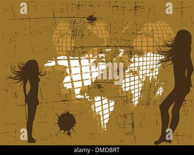 the vector retro grunge world map Stock Vector