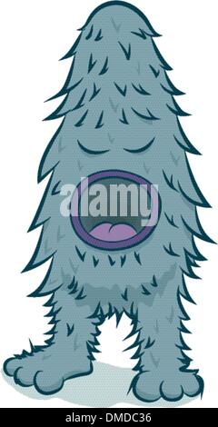 Vector furry blue monster Stock Vector