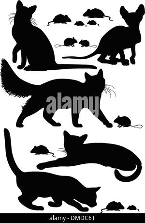 cats silhouettes Stock Vector