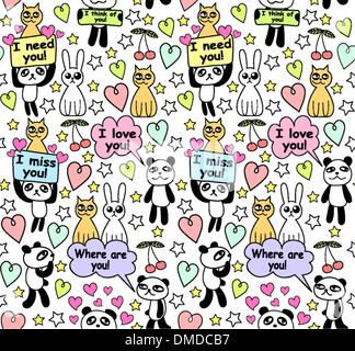 seamless background with funny animals Stock Vector