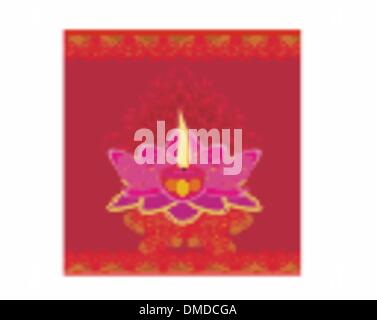 Lotus Oil Lamp - vector illustration Stock Vector