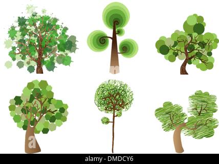 Multicolor tree set Stock Vector