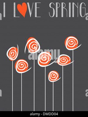 I love spring chalkboard background Stock Vector