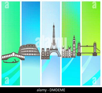 Attractions in Europe Stock Vector