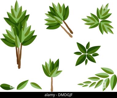 A Set of Isometric Evergreen Trees and Plants Stock Vector