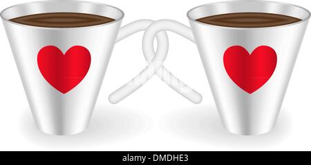 Cups with hearts Stock Vector