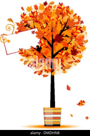 Beautiful autumn tree in pot for your design Stock Vector