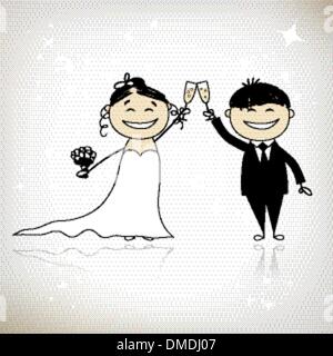 Wedding ceremony - bride and groom together for your design Stock Vector