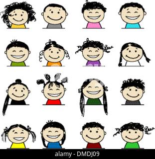 Smiling people icons for your design Stock Vector