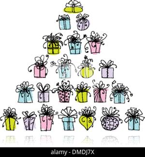 Pyramid from gift boxes for your design Stock Vector