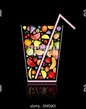 Mix of fruit juice in glass for your design Stock Vector