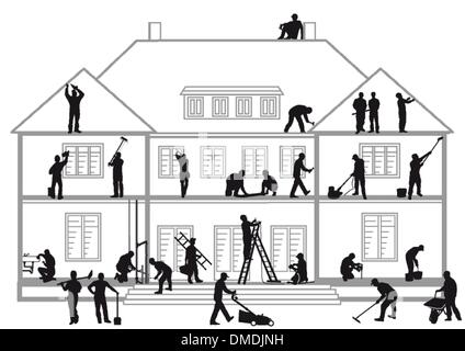 Construction workers at work Stock Vector