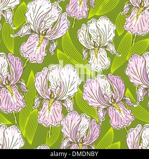 Seamless pattern with iris Stock Vector