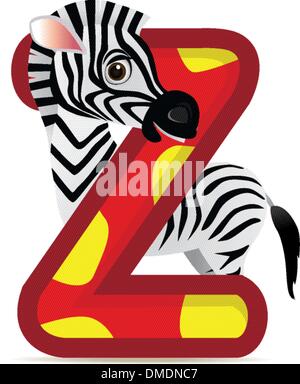 animal alphabet Z with Zebra cartoon Stock Vector