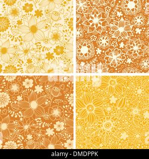 Set of four colorful floral patterns. Stock Vector