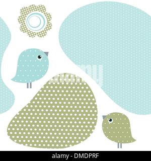 Vintage card with birds on the flowers Stock Vector