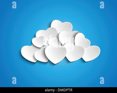 Valentine Day Heart Clouds in the Sky Stock Vector