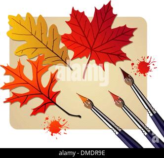 Brushes with autumn colors Stock Vector