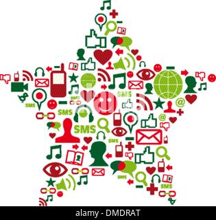 Social media icons in christmas star Stock Vector