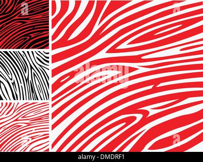 Red and white zebra skin - animal print or pattern collection Stock Vector