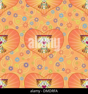 Seamless background, Holy Grail and heart Stock Vector