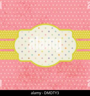 Vintage pastel frame on polka dot background Stock Vector