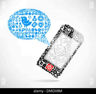 Mobile phone text message balloons made ??of icons Stock Vector