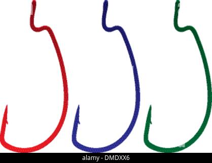 Colorful hooks for fishing Stock Vector