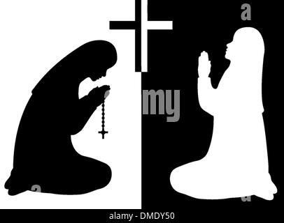 Praying Nuns Stock Vector